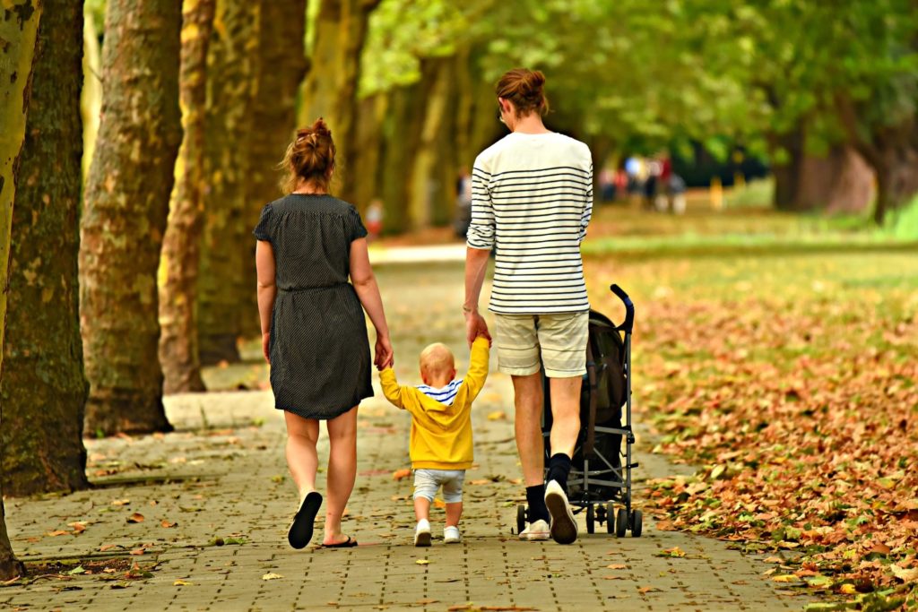 family walking in park